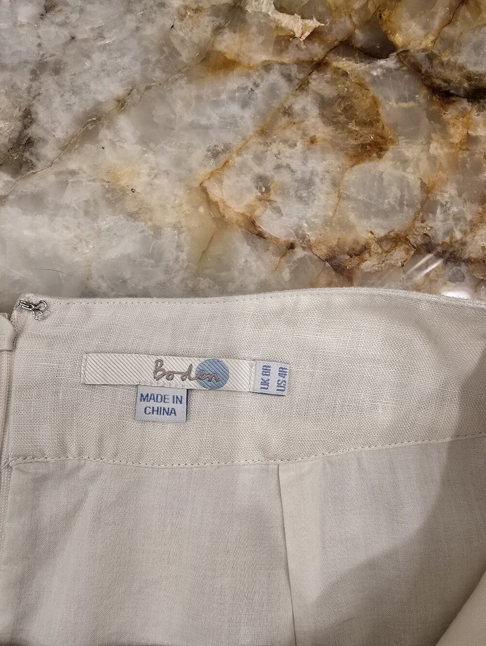 vintage Boden Applique Floral Linen Skirt Cream Beige Oatmeal US4 - Picture 6 of 6